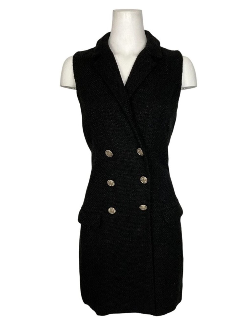 Jason Wu Boucle Tweed Blazer Dress M Black Mini Sleeveless